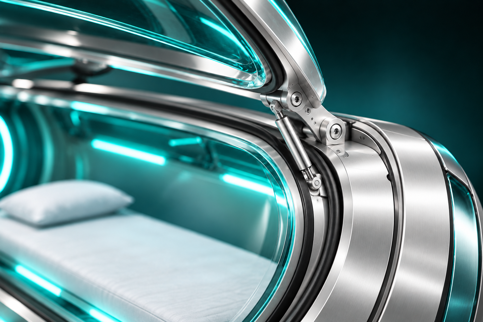 Concept detail of the transparent lid hinge, support and sealing edge